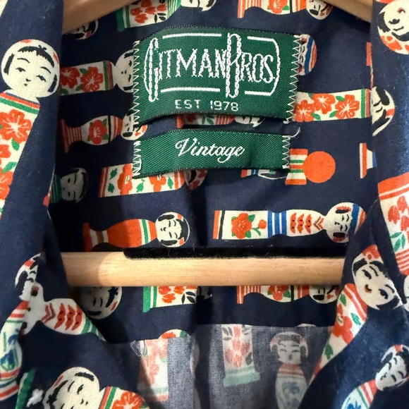 Gitman Bros. (Vintage) Kokeshi Doll Print Shirt – Men’s Small – Limited Edition - Picture 3 of 4